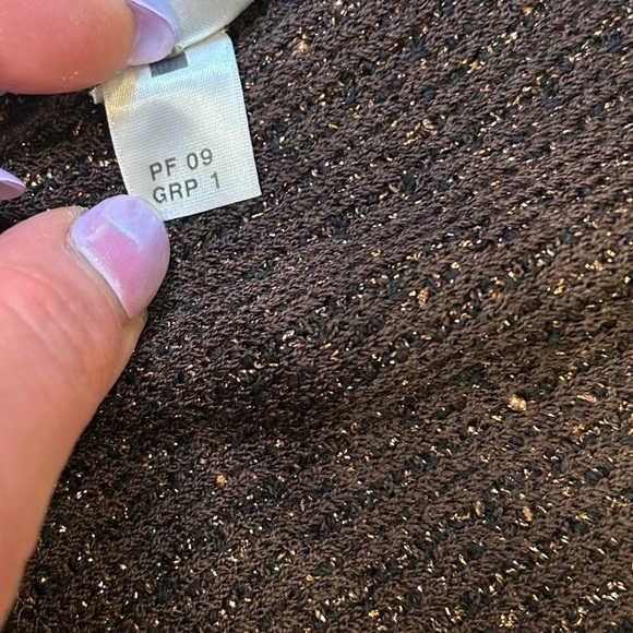 St. John Couture Brown Gold Metallic Knit Tweed Pencil Skirt Stretchy Size 2 - Picture 6 of 9